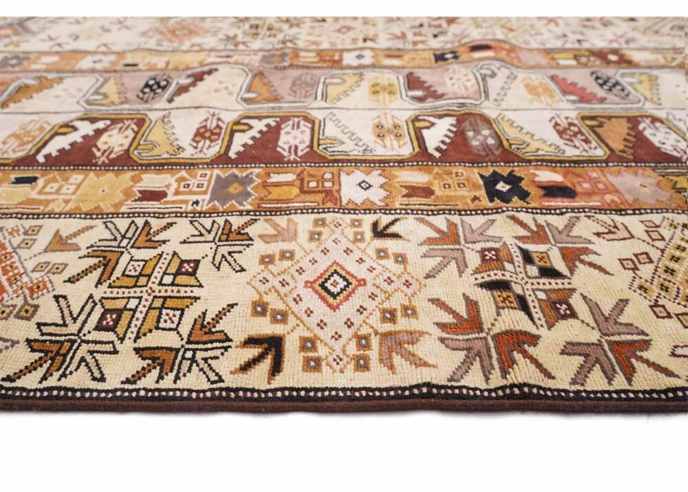 Milas Beige Area Rug 6x3 ft - Hand-Knotted Luxury Carpets for Living Room