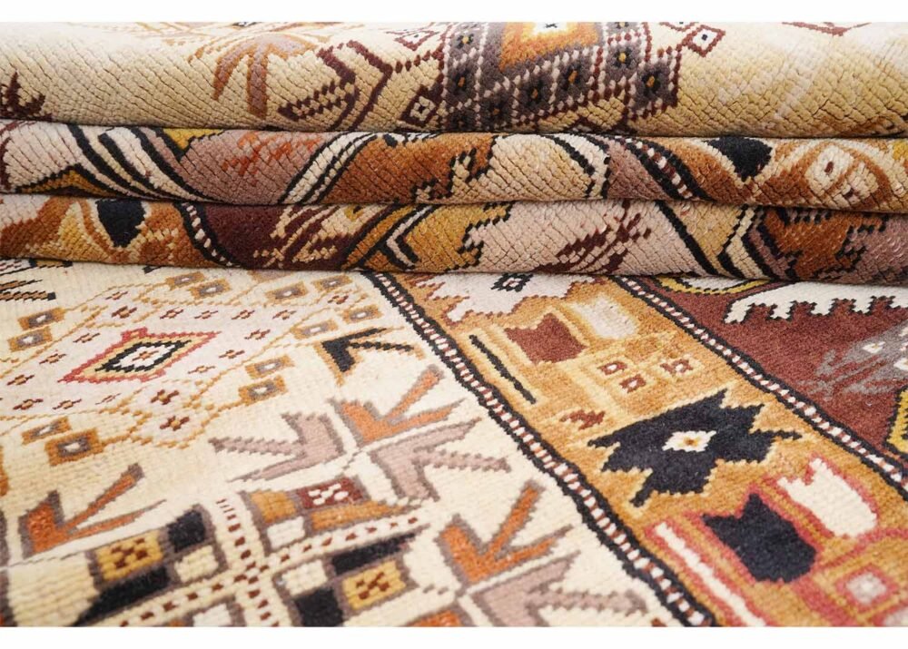 Milas Beige Area Rug 6x3 ft - Hand-Knotted Luxury Carpets for Living Room
