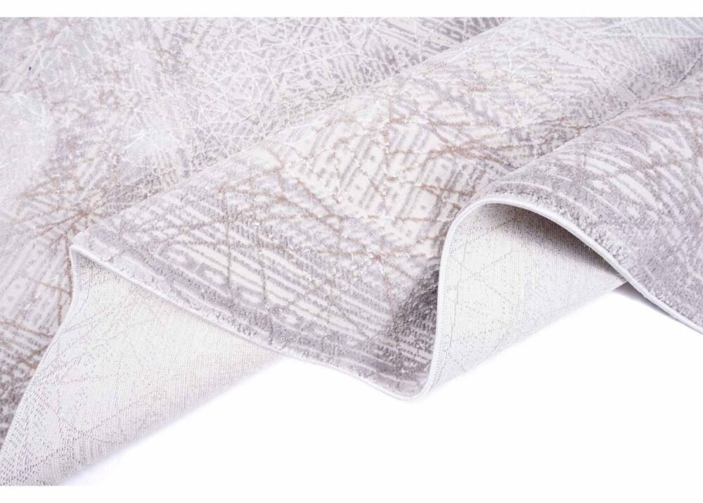 Modern Beige-Brown Abstract Living Room Rugs 5.2x7.5 ft Cotton-Bamboo