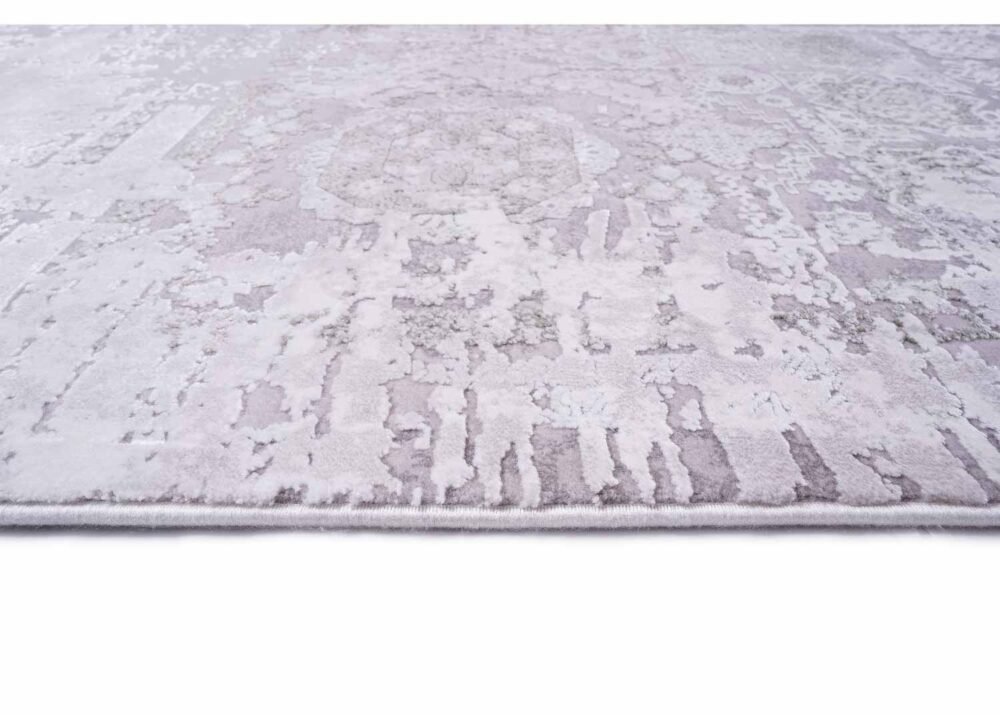 Modern Grey Rug Geometric Pattern Cotton/Bamboo 6.5x9.5 ft Memluk
