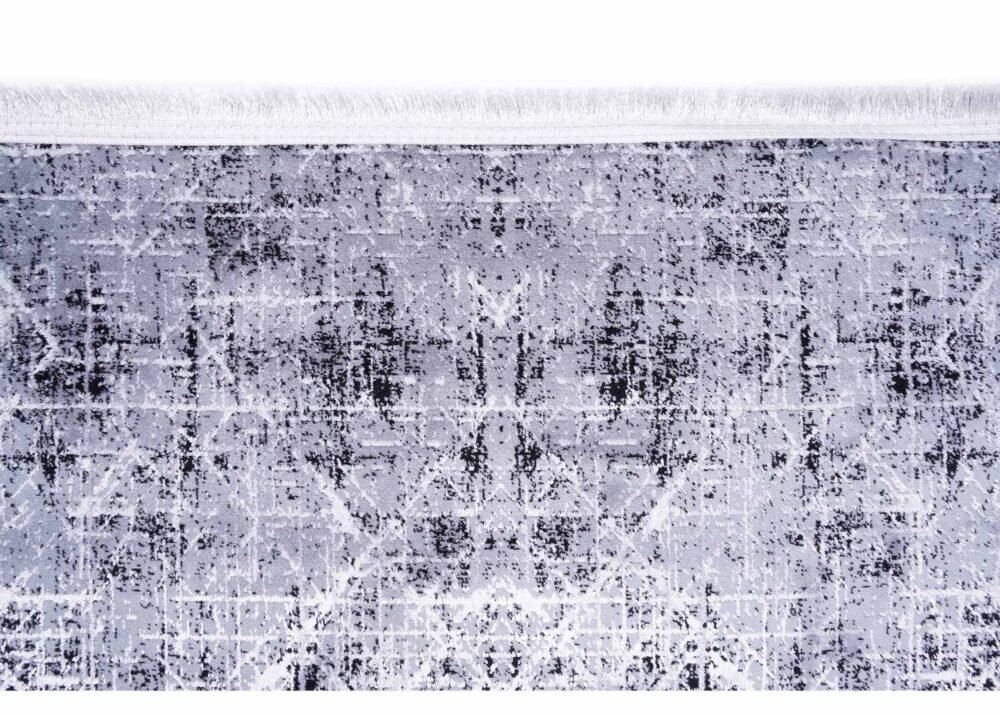 Modern Grey and Black Rug 4.9x2.6 ft Machine-Made Abstract Carpet