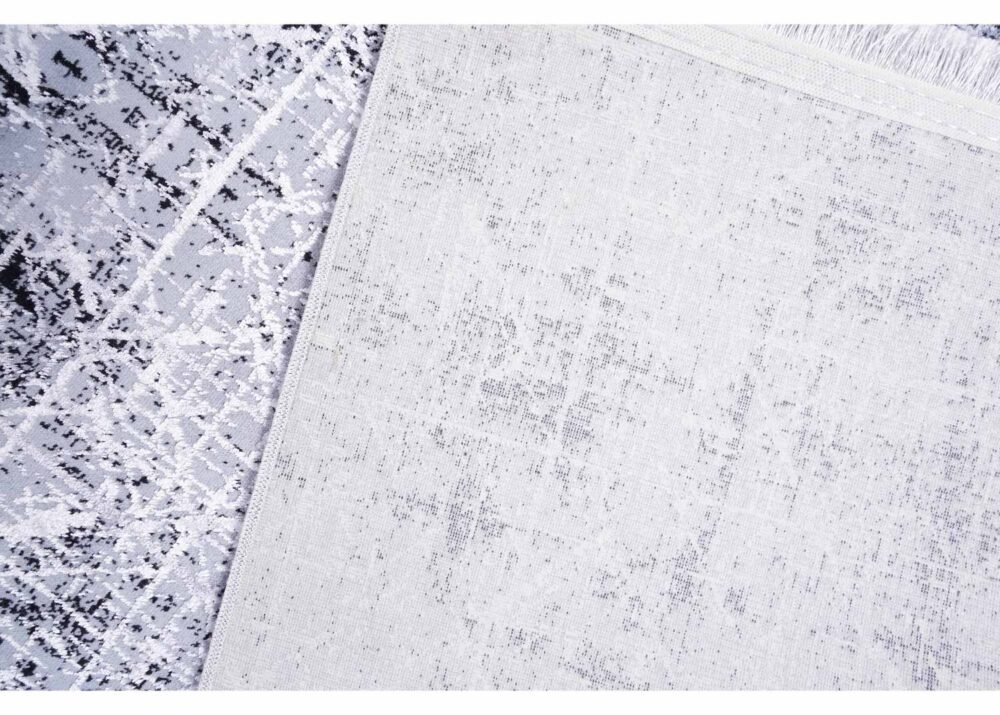 Modern Grey and Black Rug 4.9x2.6 ft Machine-Made Abstract Carpet