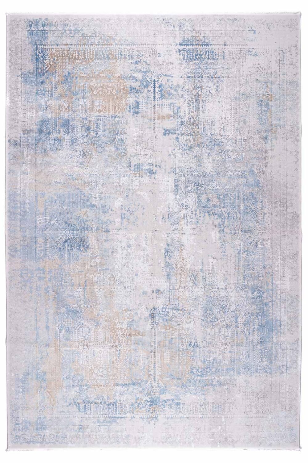 Modern Infinity Blue and Gray Area Rug, Cotton-Bamboo 6.5x9.5 ft
