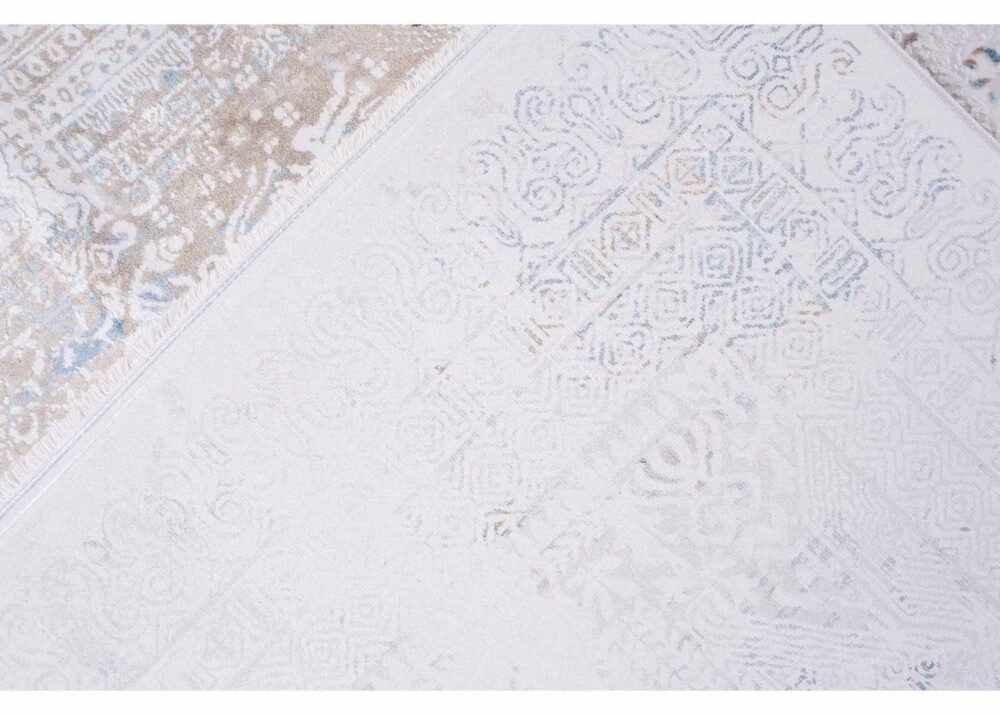 Modern Infinity Blue and Gray Area Rug, Cotton-Bamboo 6.5x9.5 ft