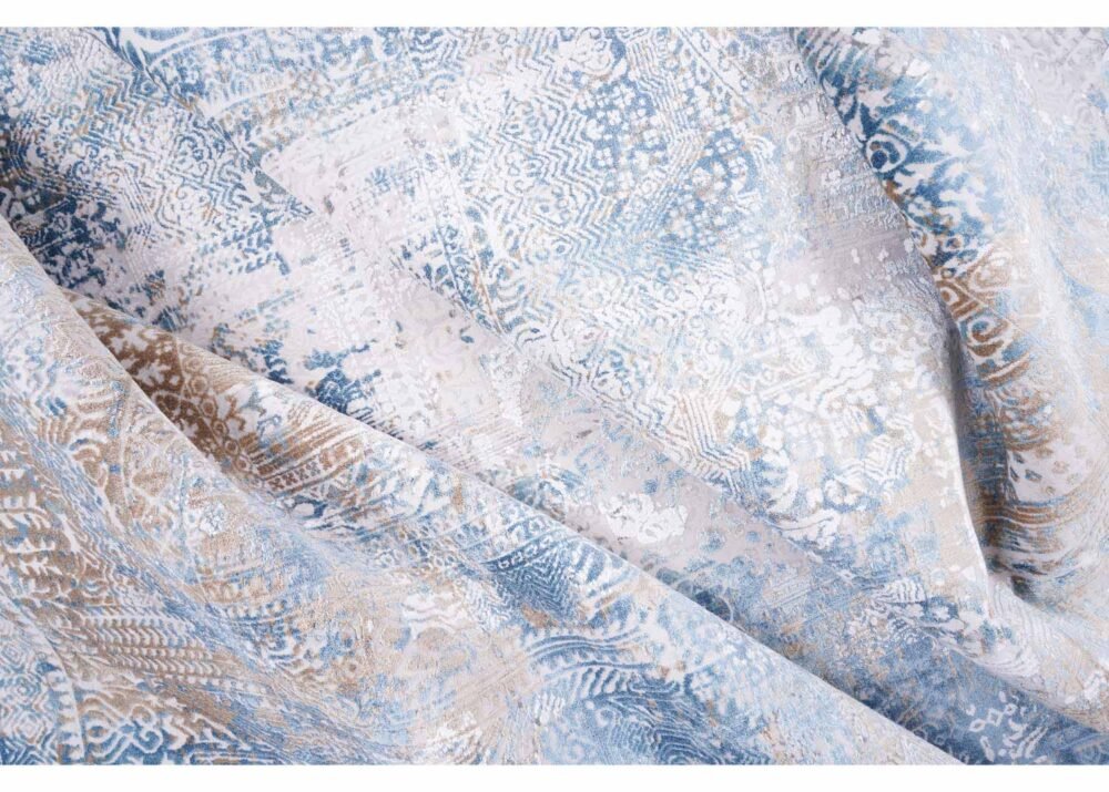 Modern Infinity Blue and Gray Area Rug, Cotton-Bamboo 6.5x9.5 ft