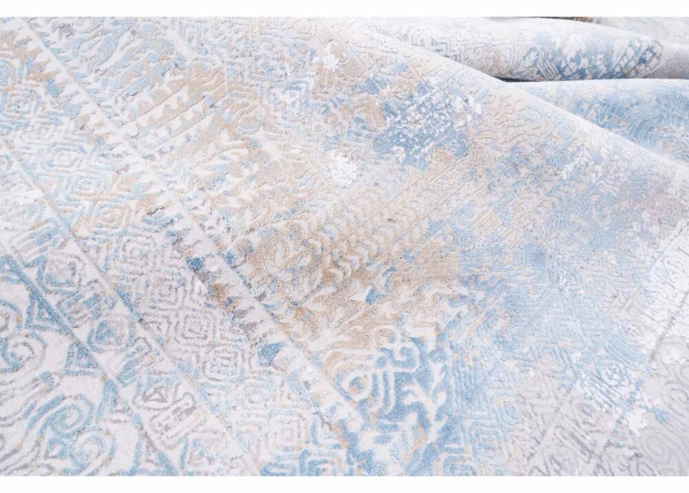 Modern Infinity Blue and Gray Area Rug, Cotton-Bamboo 6.5x9.5 ft