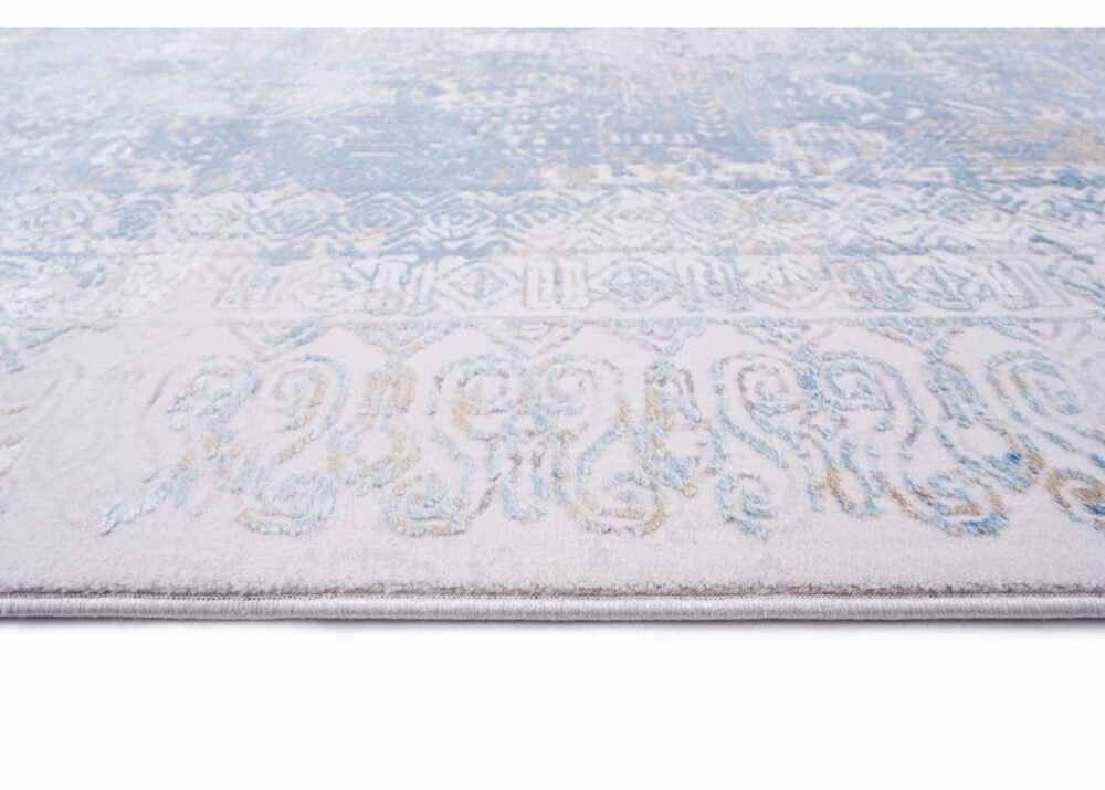 Modern Infinity Blue and Gray Area Rug, Cotton-Bamboo 6.5x9.5 ft