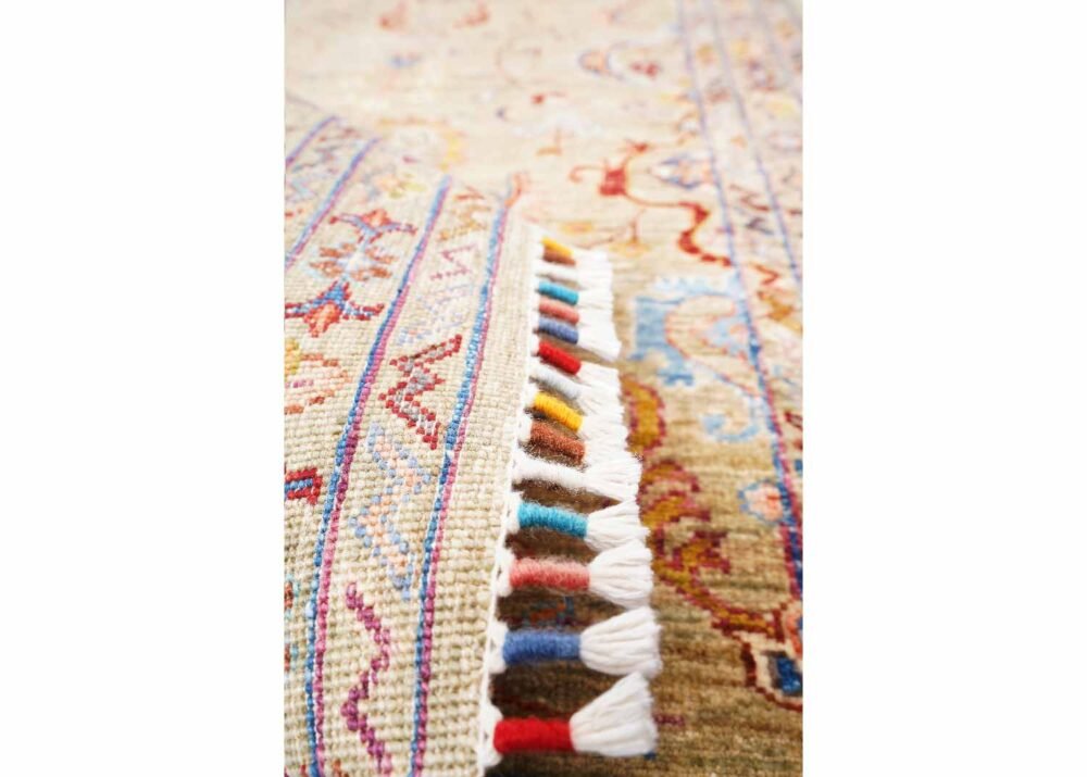 Modern Rugs for Living Room - Hand-Knotted Traditional Green & Orange Oriental Pattern 4x2.7 ft