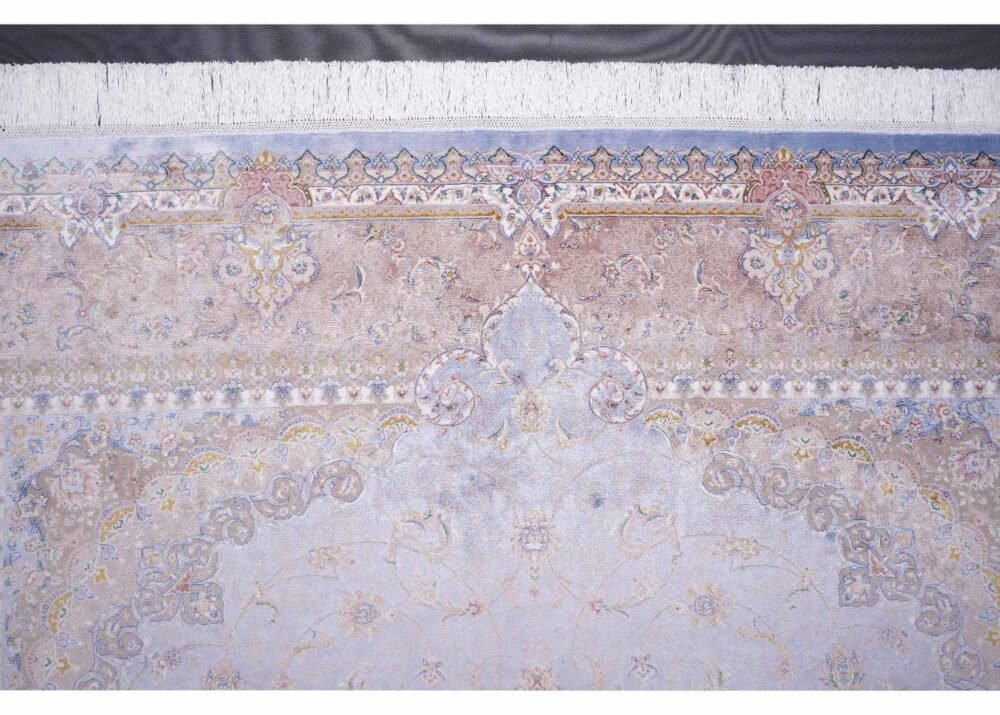 Neutral Living Room Rug Medallion Design 6x9.8 ft Silk-Bamboo