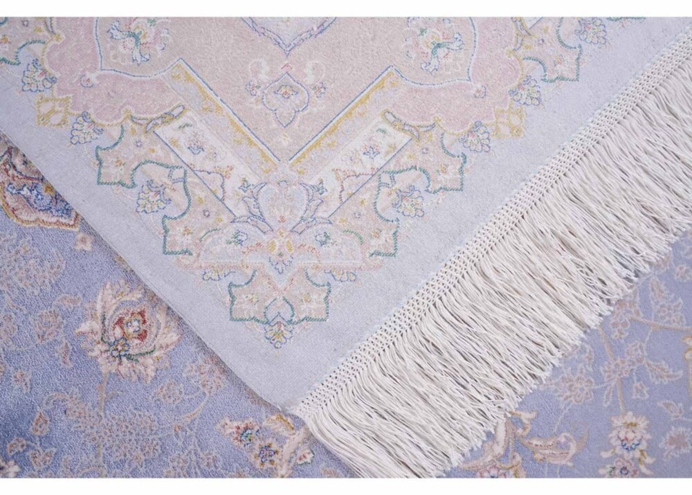 Neutral Living Room Rug Medallion Design 6x9.8 ft Silk-Bamboo