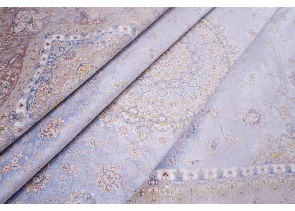 Neutral Living Room Rug Medallion Design 6x9.8 ft Silk-Bamboo