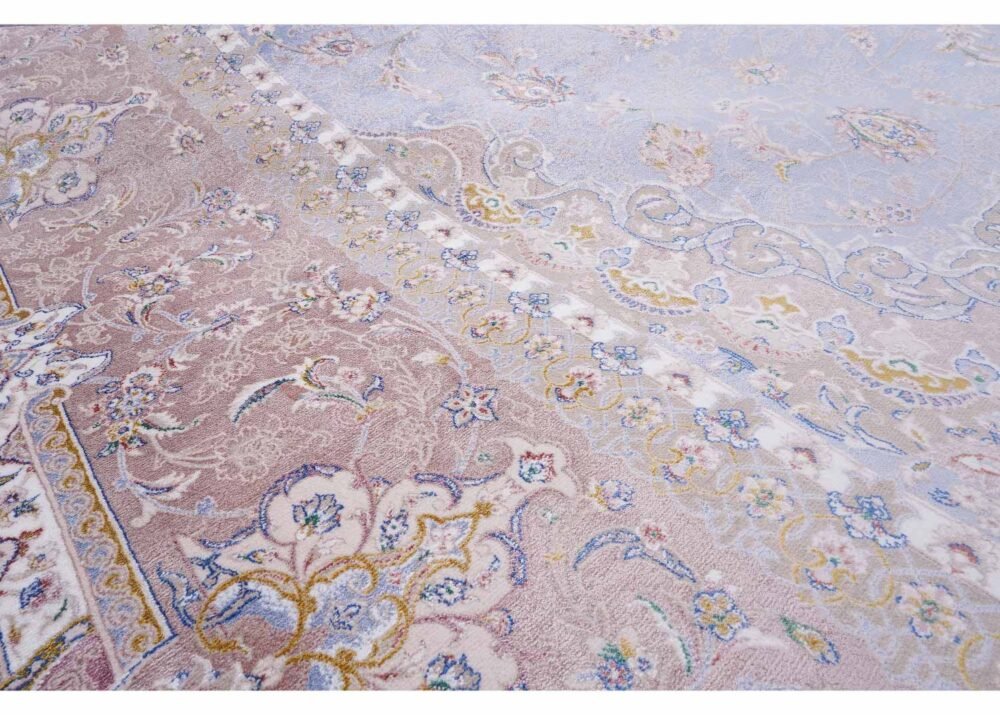Neutral Living Room Rug Medallion Design 6x9.8 ft Silk-Bamboo