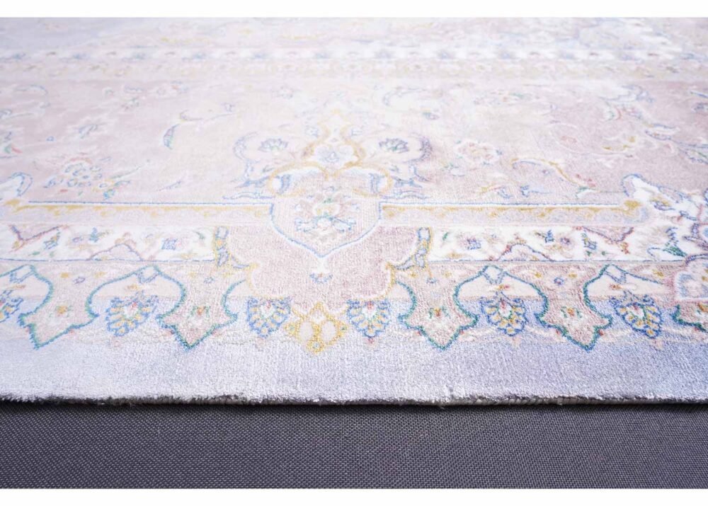 Neutral Living Room Rug Medallion Design 6x9.8 ft Silk-Bamboo