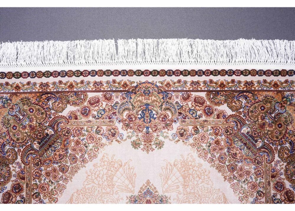 One-of-a-Kind Brown and Beige Rug Medallion Design 5x3 ft Bamboo-Silk
