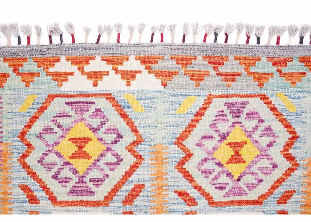 Orange-Yellow Rustic Farmhouse Area Rugs Handwoven Kilim 4.8x3 ft