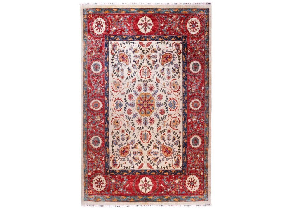 Oriental Pattern Red and Beige Rug 11.9x8.8 ft Traditional Sultani - Rugs 1