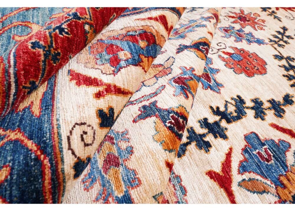 Oriental Pattern Red and Beige Rug 11.9x8.8 ft Traditional Sultani - Rugs 1