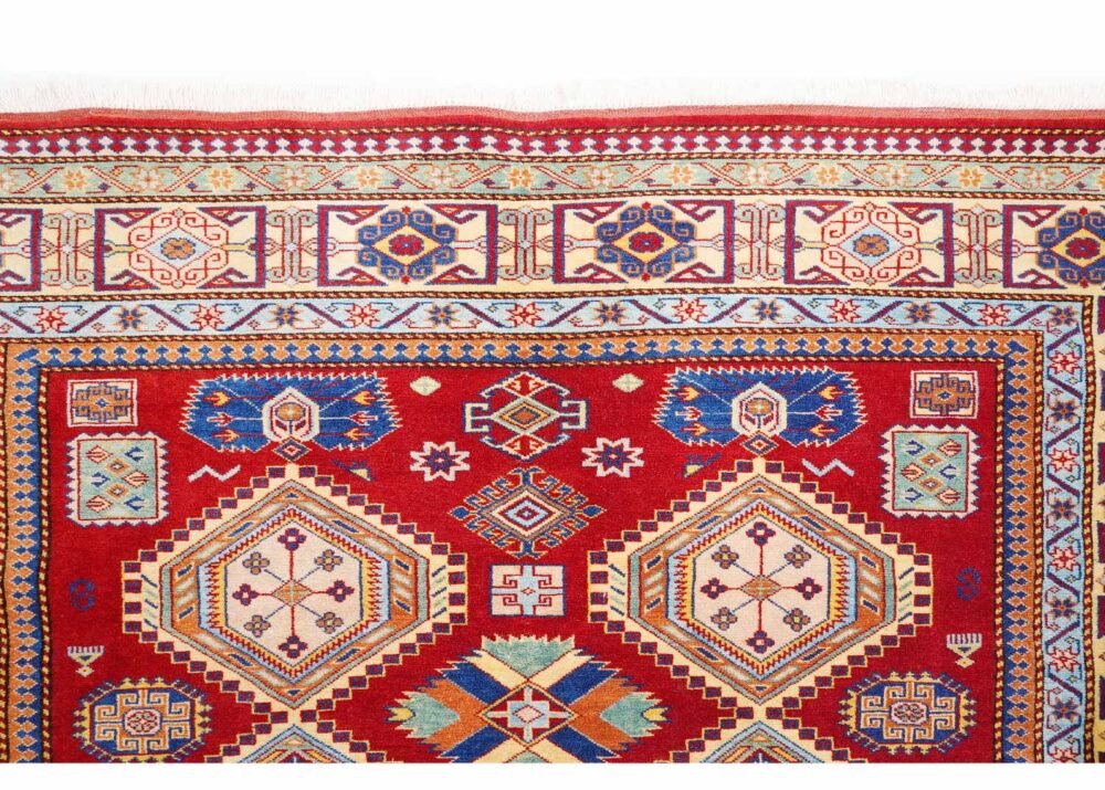 Premium Red and Beige Carpet 7x5.8 ft Traditional Sherwan Rug