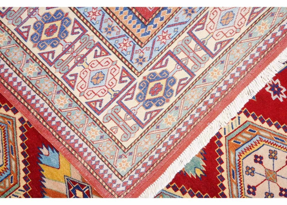 Premium Red and Beige Carpet 7x5.8 ft Traditional Sherwan Rug