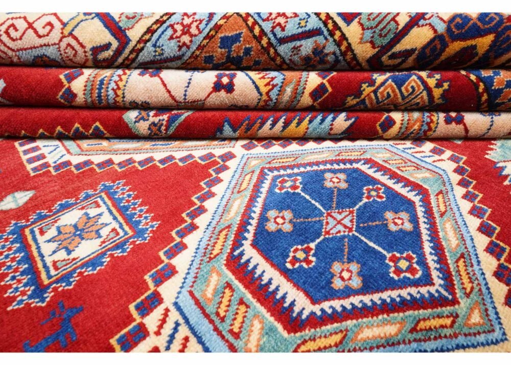 Premium Red and Beige Carpet 7x5.8 ft Traditional Sherwan Rug