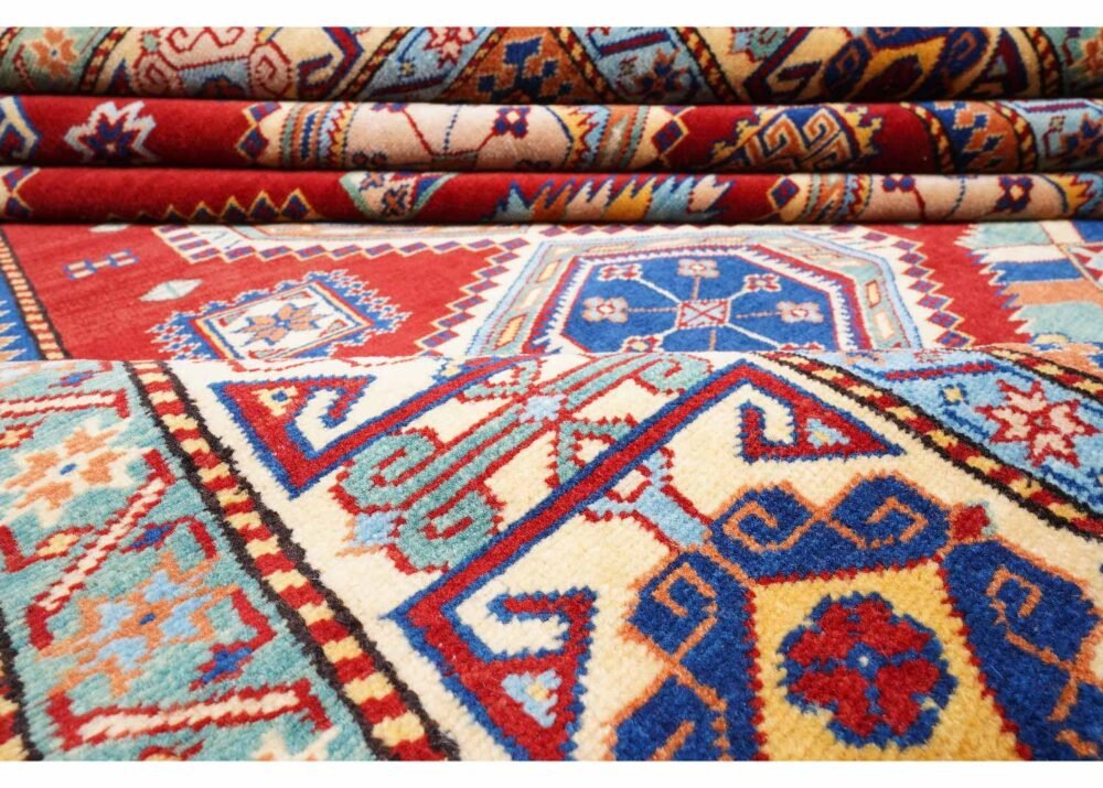 Premium Red and Beige Carpet 7x5.8 ft Traditional Sherwan Rug
