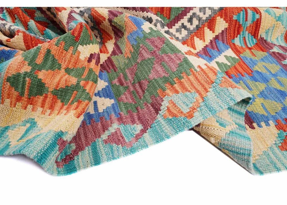 Prismatic Multicolor Area Rug Handwoven 6.8x5 ft Geometric Kilim