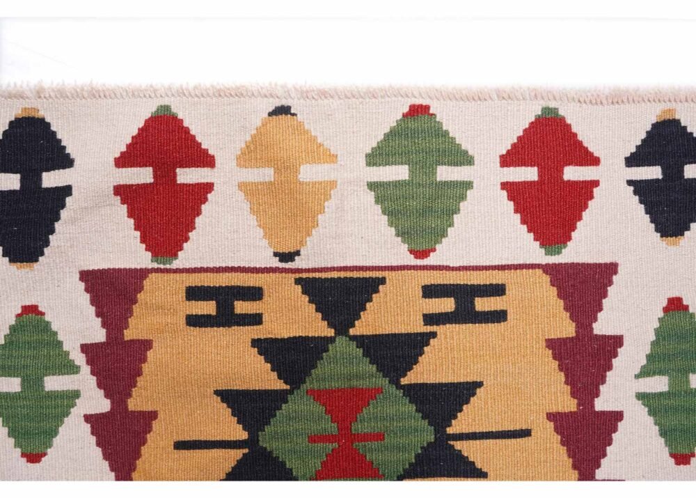 Rare Wall Hanging Rug Handwoven 3.4x3 ft Kayseri Kilim Design