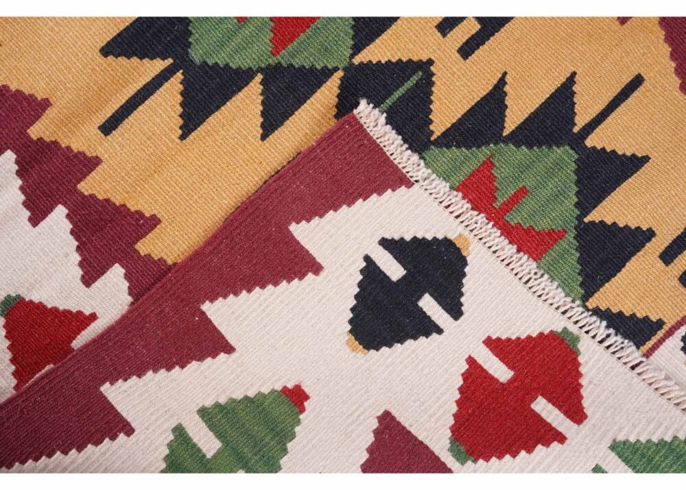 Rare Wall Hanging Rug Handwoven 3.4x3 ft Kayseri Kilim Design
