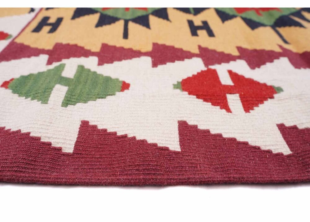 Rare Wall Hanging Rug Handwoven 3.4x3 ft Kayseri Kilim Design