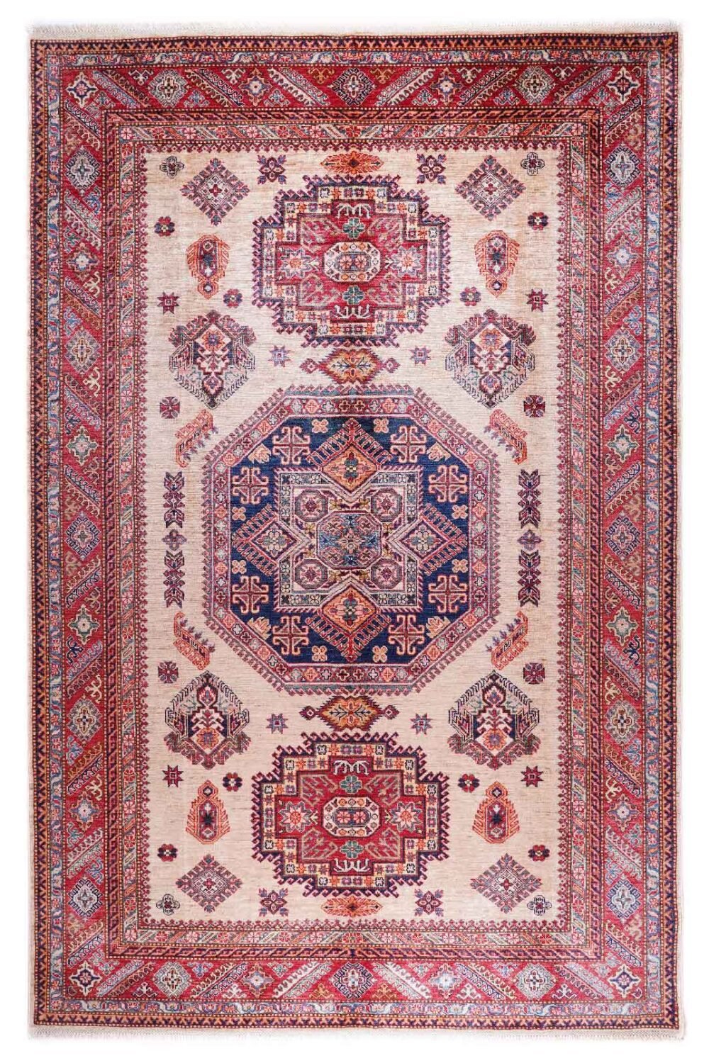 Red Beige Area Rug Hand-Knotted 10x6.9 ft Traditional Sirvan - Rugs 1