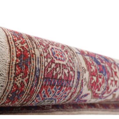 Red and Beige Wool Area Rugs Hand-Knotted Traditional Bokhara 4x1.8 ft - Rug 1