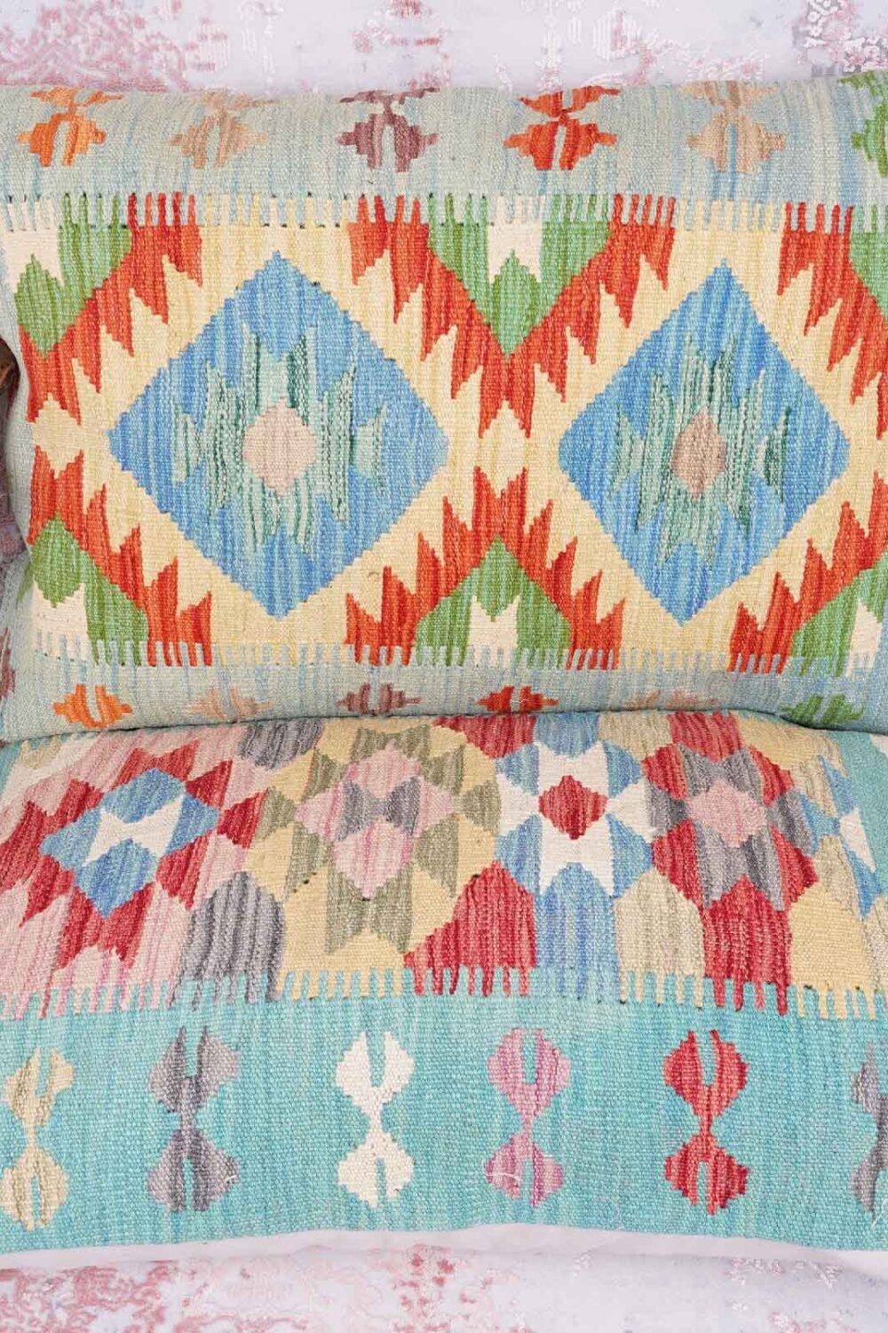 Set of 2 Bed-Sofa Pillow Covers - Handwoven Kilim Style - Rugs 1