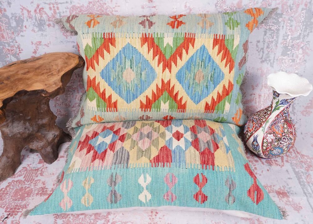 Set of 2 Bed-Sofa Pillow Covers - Handwoven Kilim Style - Rugs 1