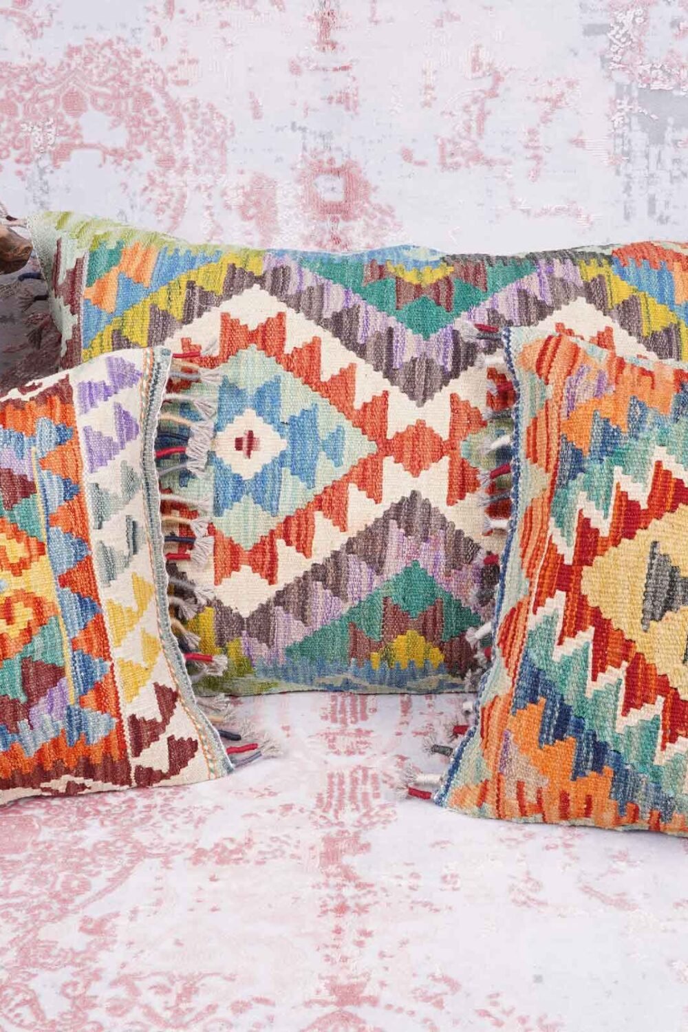 Set of 3 Kilim Design Pillow Cushion Cover - Handwoven with Wool - Rugs 1