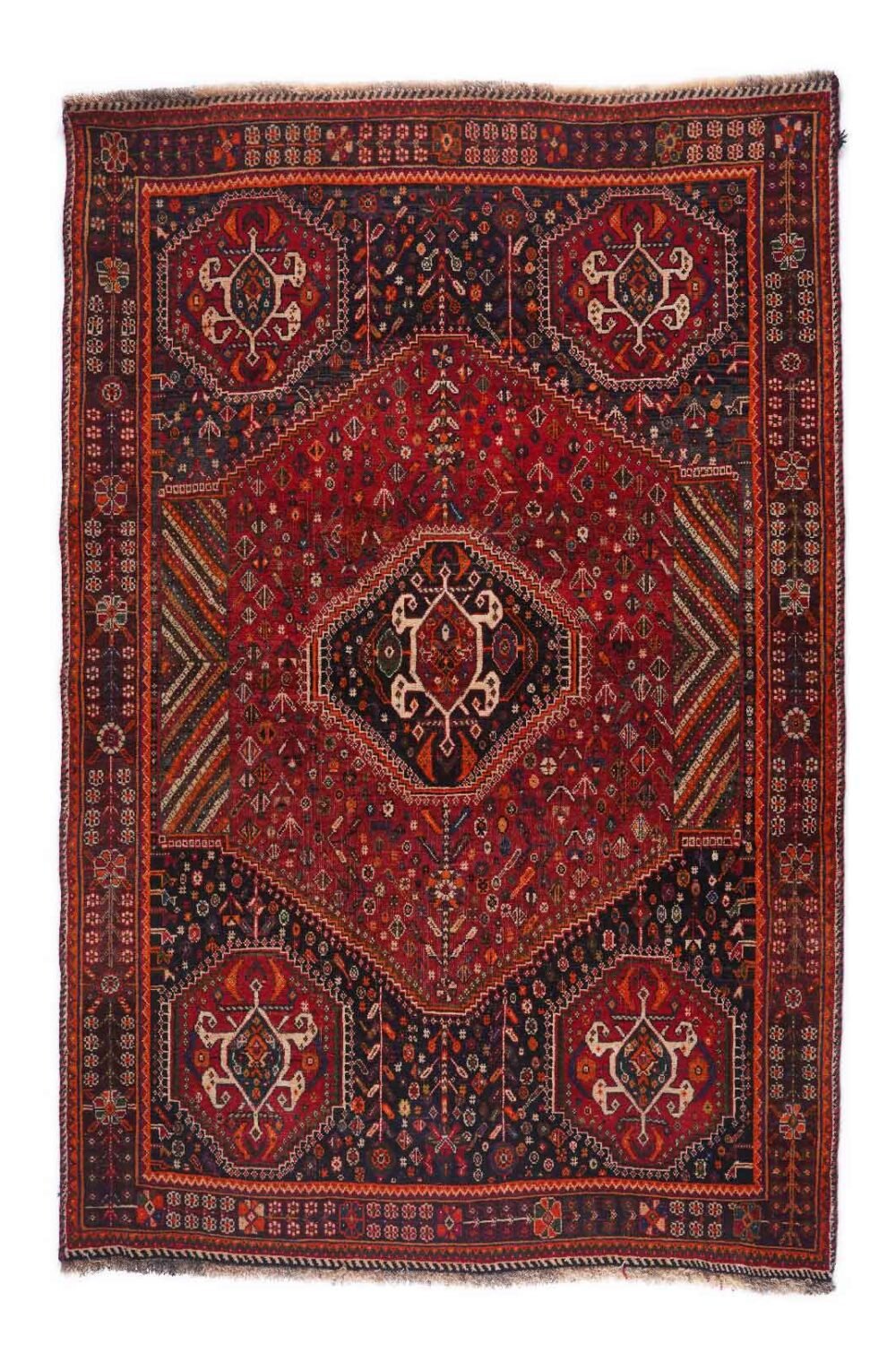 Shiraz Retro Carpet Traditional Vintage Hand-Knotted Rug 6.3x4.3 ft - Rugs 1
