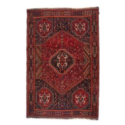 Shiraz Retro Carpet Traditional Vintage Hand-Knotted Rug 6.3x4.3 ft - Rugs 1