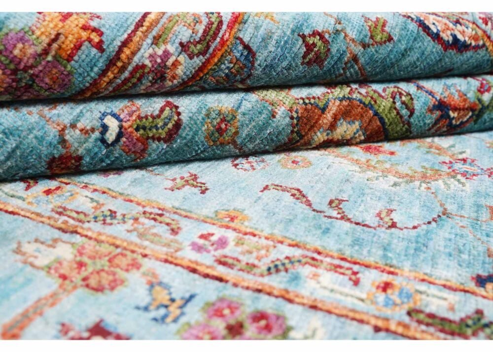 Stylish Sultani Oriental 6 x 4 Area Rugs - Traditional Blue-Orange
