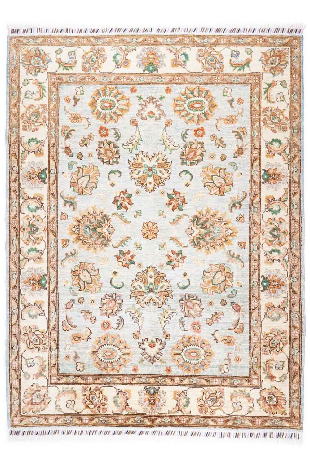 Sultani Blue Brown Area Rug Traditional Wool-Cotton 6.3x4.8 ft - Rugs 1