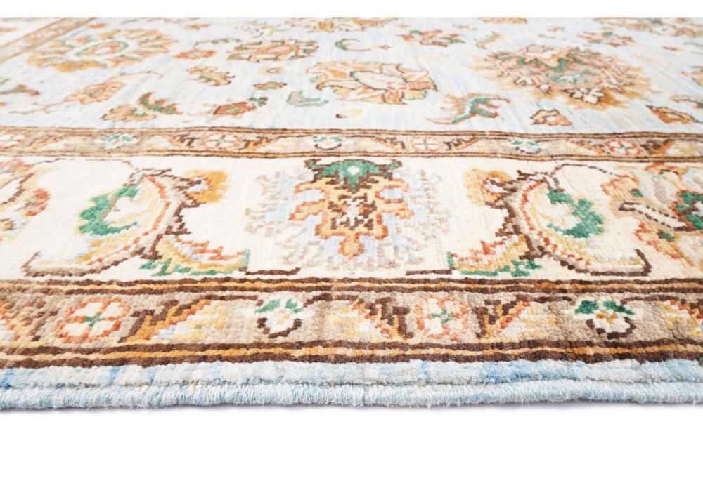 Sultani Blue Brown Area Rug Traditional Wool-Cotton 6.3x4.8 ft - Rugs 1