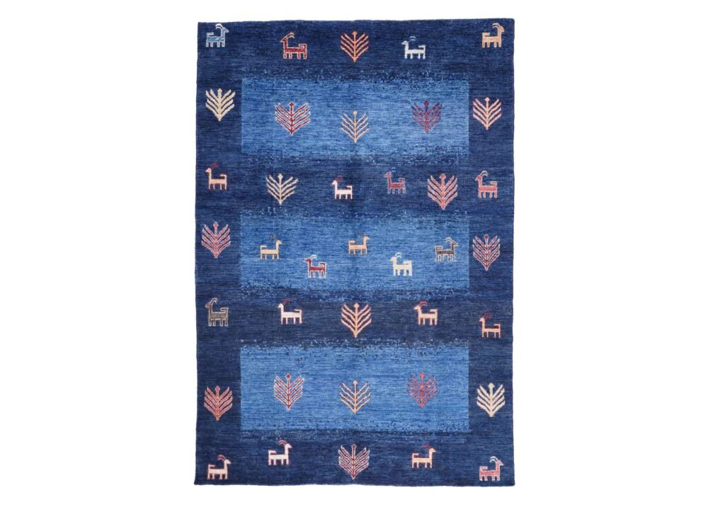 Sultani Blue Nursery Rug Traditional Design 7x4.8 ft Wool-Cotton - Rugs 1