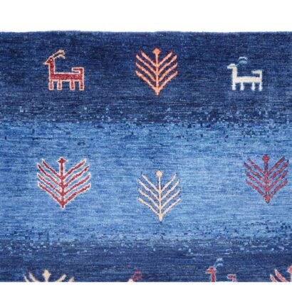 Sultani Blue Nursery Rug Traditional Design 7x4.8 ft Wool-Cotton - Rugs 1