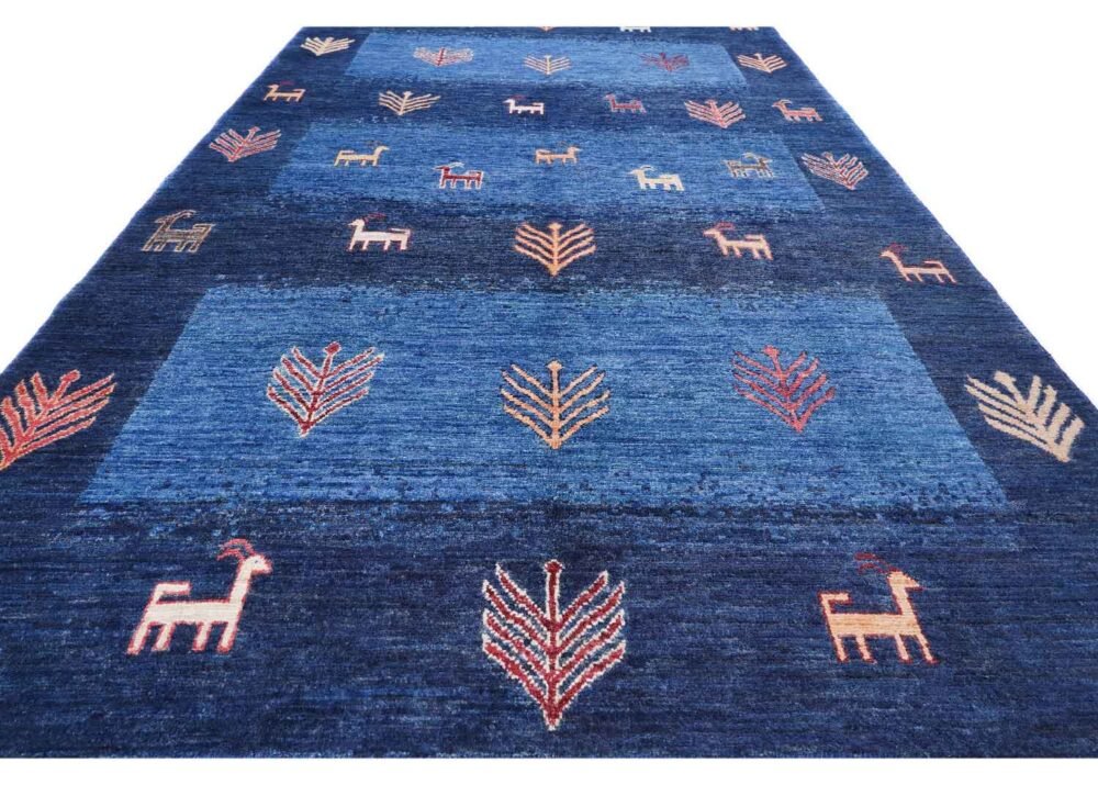 Sultani Blue Nursery Rug Traditional Design 7x4.8 ft Wool-Cotton - Rugs 1