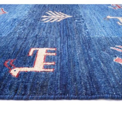 Sultani Blue Nursery Rug Traditional Design 7x4.8 ft Wool-Cotton - Rugs 1