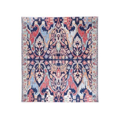 Sultani Blue Wool Oriental Rug Hand-Knotted Traditional 5.2x4.8 ft - Rugs 1