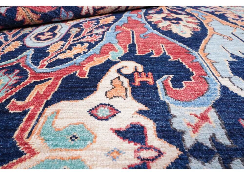 Sultani Blue Wool Oriental Rug Hand-Knotted Traditional 5.2x4.8 ft - Rugs 1