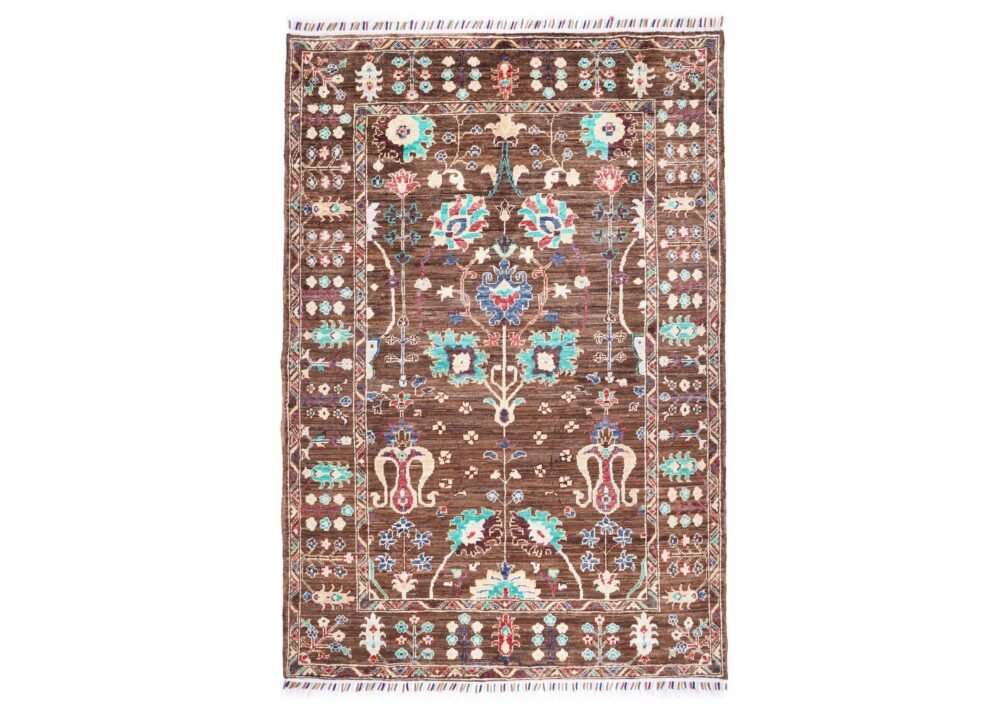 Sultani Dark Brown Oriental Rug Hand-Knotted Traditional 5.9x4 ft - Rugs 1