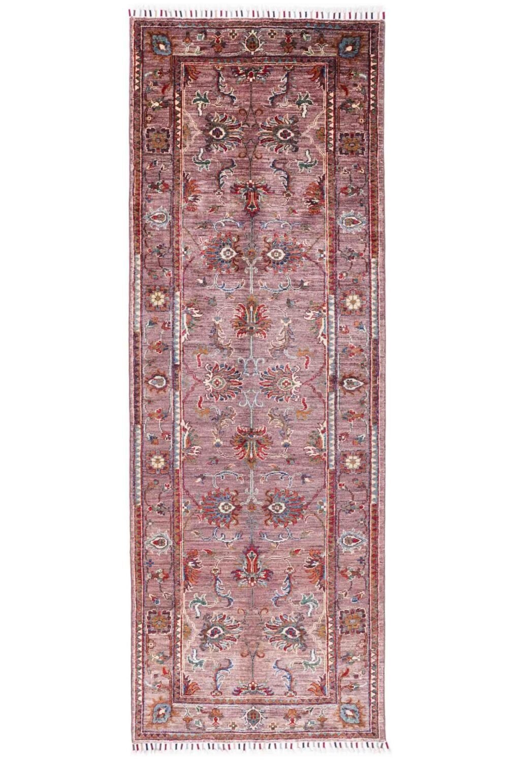 Sultani Floral Runner for Stairs Over Wood 8x2.7 ft hand-knotted