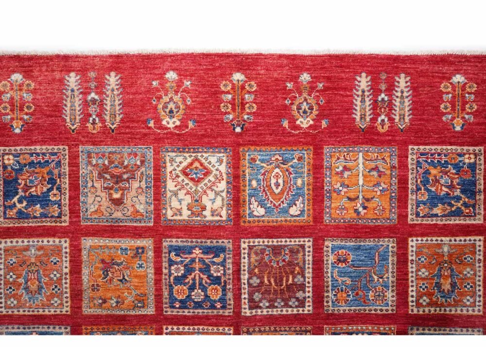 Traditional 1001 Bilicik Checkered Outdoor Rug 9.6x6.8 ft Red-Orange