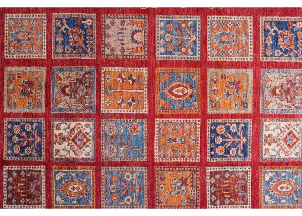 Traditional 1001 Bilicik Checkered Outdoor Rug 9.6x6.8 ft Red-Orange