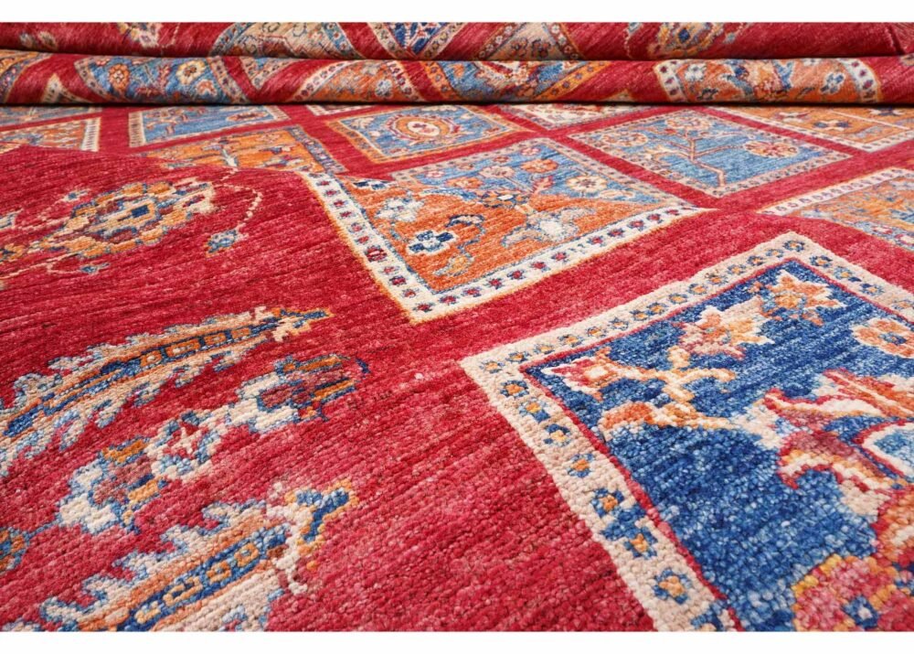 Traditional 1001 Bilicik Checkered Outdoor Rug 9.6x6.8 ft Red-Orange
